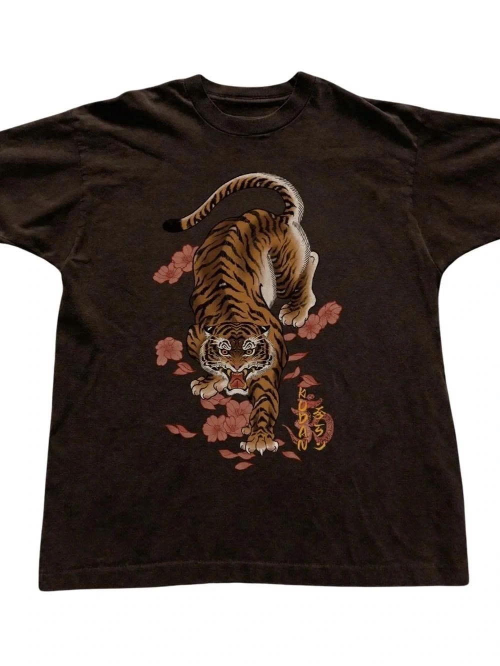 Black Short-Sleeve Tee with Tiger Graphic